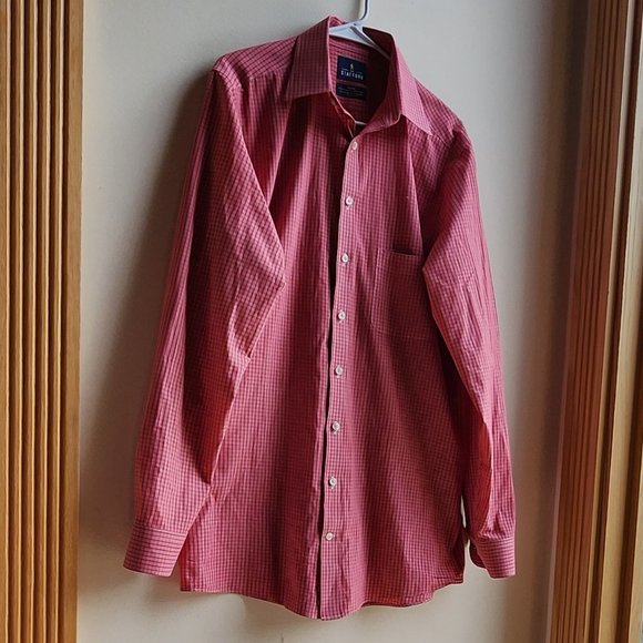 Stafford Red Check Button Down Shirt Size Large - Picture 4 of 16